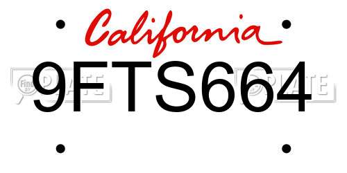 9FTS664 California License Plate
