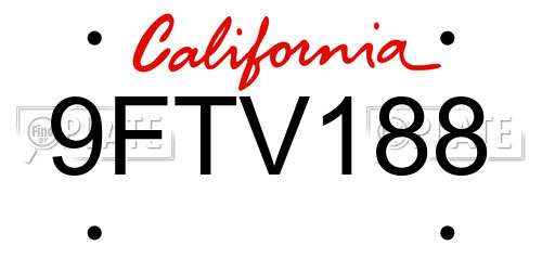 9FTV188 California License Plate