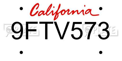 9FTV573 California License Plate