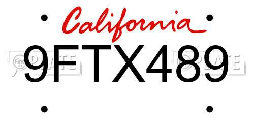 9FTX489 California License Plate