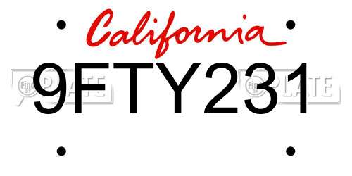 9FTY231 California License Plate