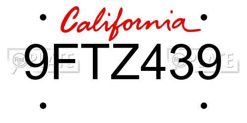 9FTZ439 California License Plate