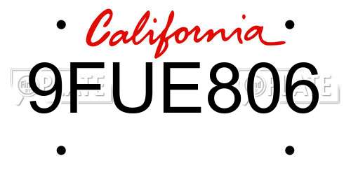 9FUE806 California License Plate