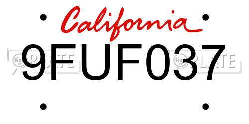 9FUF037 California License Plate