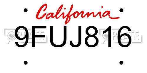 9FUJ816 California License Plate