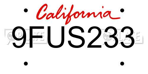 9FUS233 California License Plate