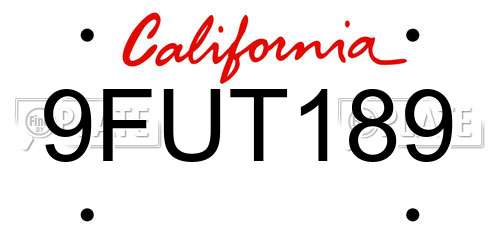 9FUT189 California License Plate