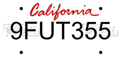 9FUT355 California License Plate