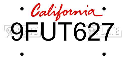 9FUT627 California License Plate