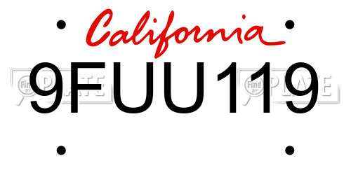 9FUU119 California License Plate
