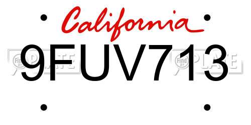 9FUV713 California License Plate