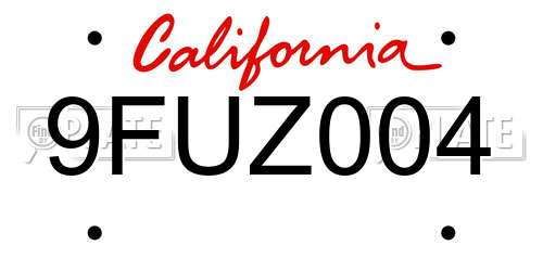 9FUZ004 California License Plate