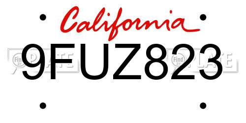 9FUZ823 California License Plate