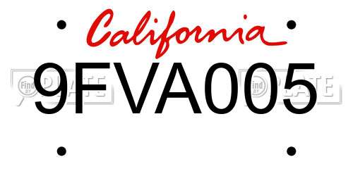 9FVA005 California License Plate