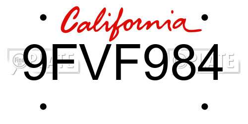 9FVF984 California License Plate