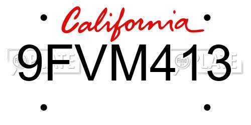 9FVM413 California License Plate