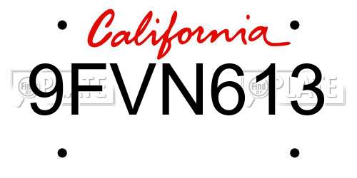 9FVN613 California License Plate