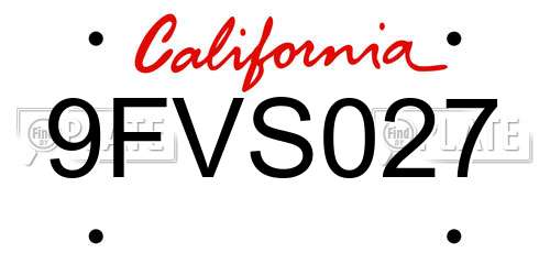 9FVS027 California License Plate