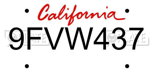 9FVW437 California License Plate
