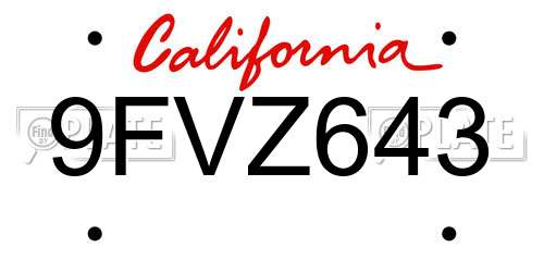 9FVZ643 California License Plate
