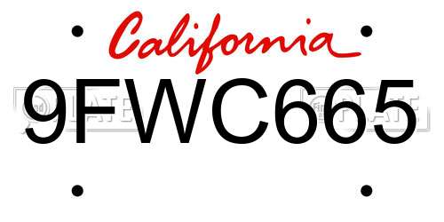 9FWC665 California License Plate