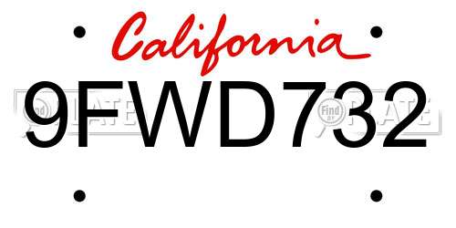 9FWD732 California License Plate