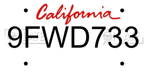 9FWD733 California License Plate