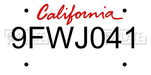 9FWJ041 California License Plate