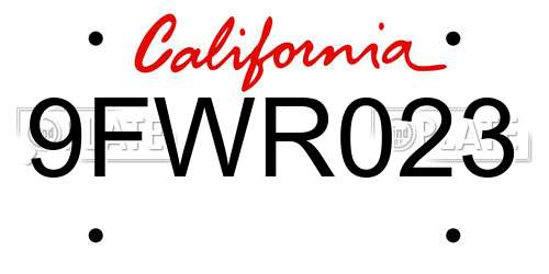 9FWR023 California License Plate