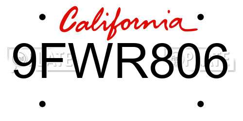 9FWR806 California License Plate
