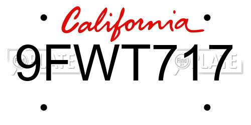 9FWT717 California License Plate