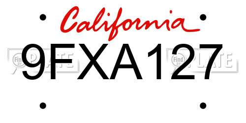 9FXA127 California License Plate