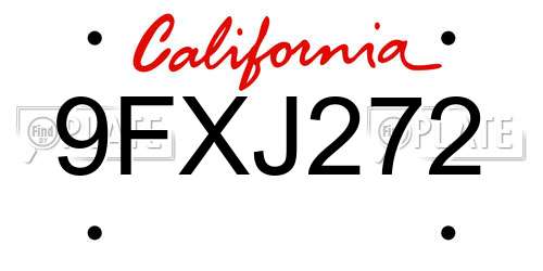 9FXJ272 California License Plate