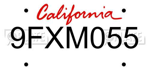 9FXM055 California License Plate