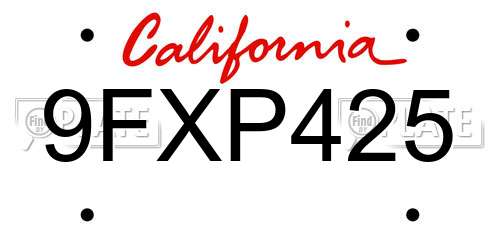 9FXP425 California License Plate