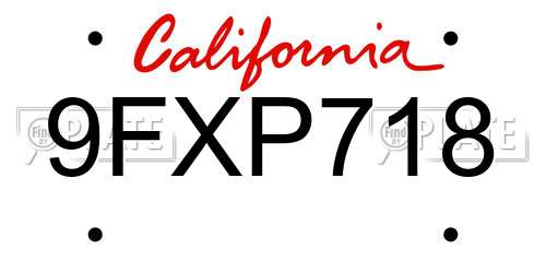 9FXP718 California License Plate