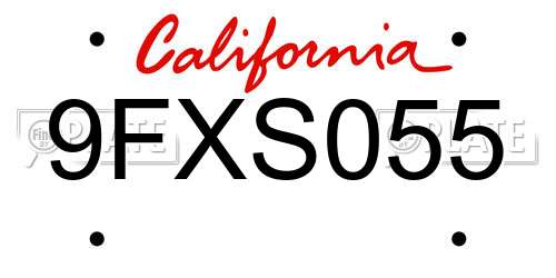 9FXS055 California License Plate