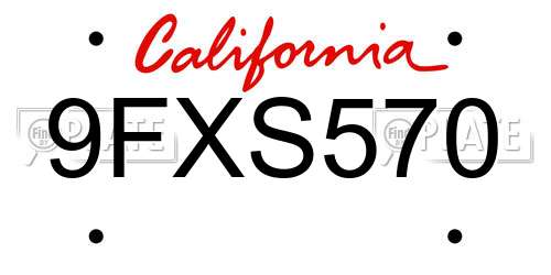 9FXS570 California License Plate