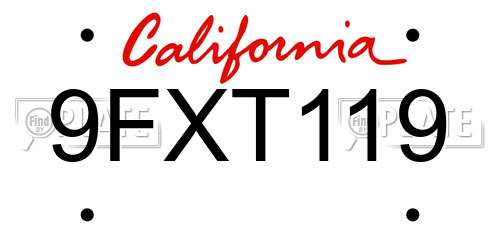 9FXT119 California License Plate