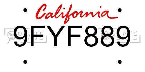 9FYF889 California License Plate