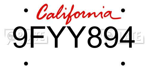 9FYY894 California License Plate
