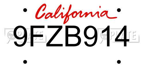 9FZB914 California License Plate