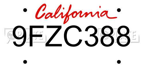 9FZC388 California License Plate