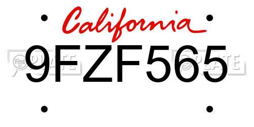 9FZF565 California License Plate