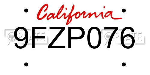 9FZP076 California License Plate
