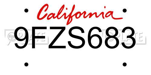 9FZS683 California License Plate