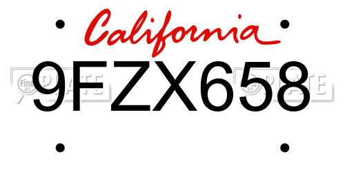 9FZX658 California License Plate