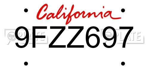 9FZZ697 California License Plate