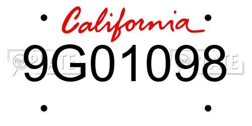 9G01098 California License Plate