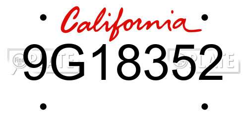 9G18352 California License Plate